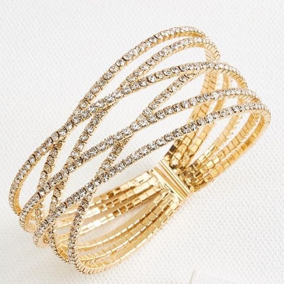 BelleFemme Boutique Jewelry - Swarovski Crystal Bracelet LAST ONE Rhinestone Bracelet Gold NEW Almost Sold Out